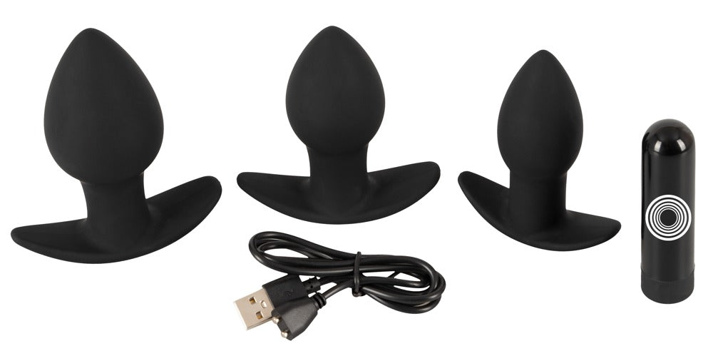 Black Velvets Analset med 3 Pluggar & Vibro-Bullet