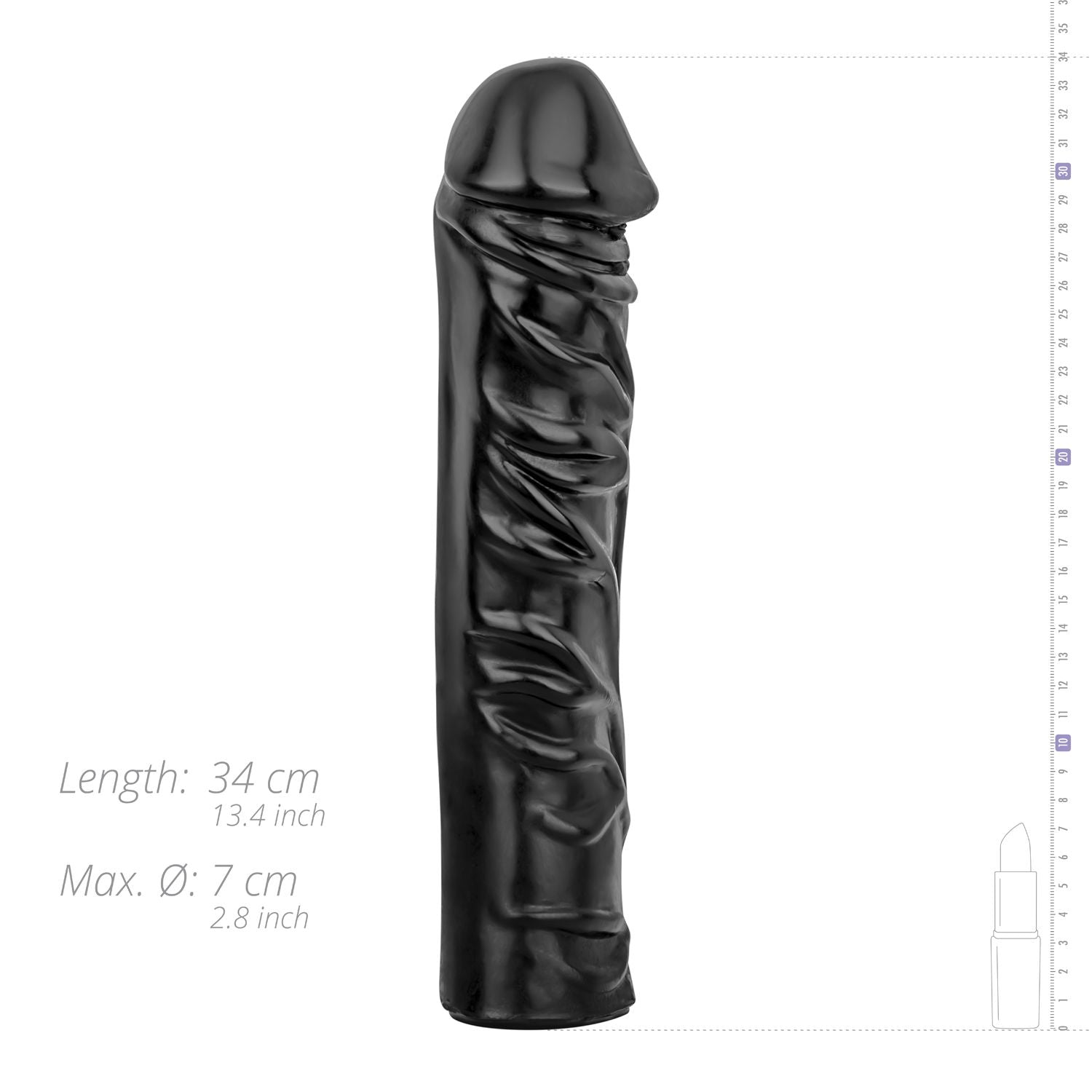 All Black Realistic XXL Dildo 33 cm
