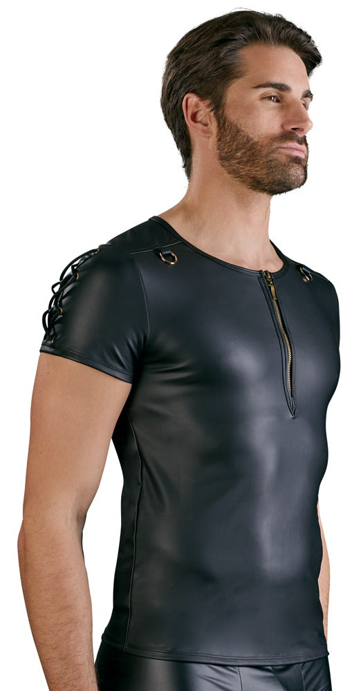 NEK Herr T-shirt Svart Matt Look med Dragkedja