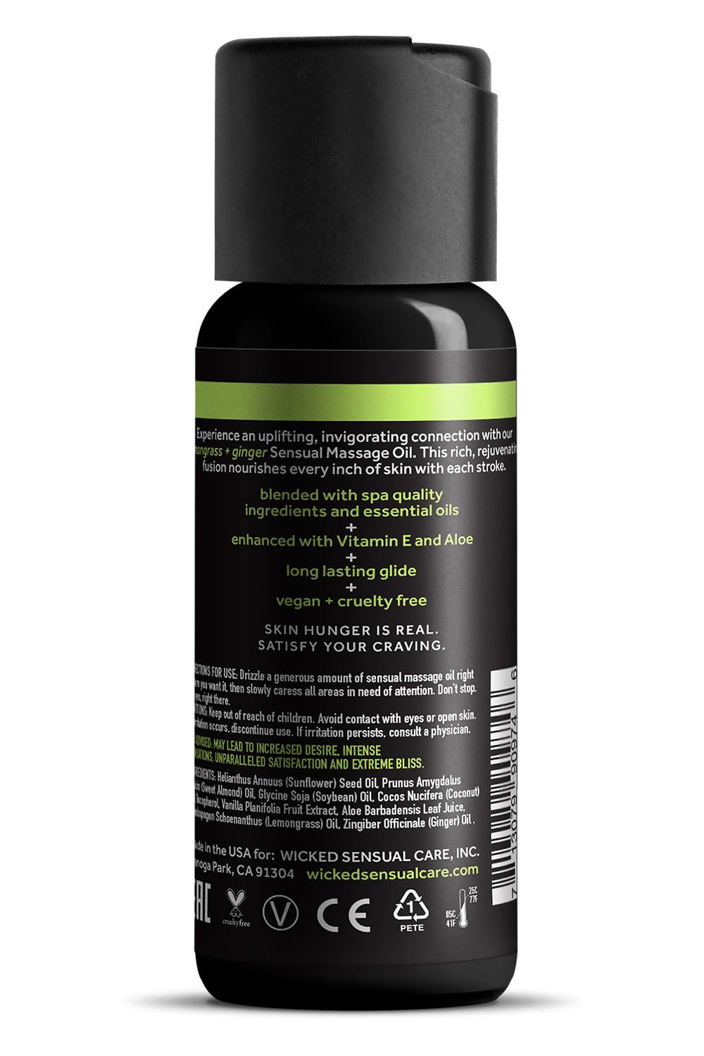 Wicked Sensual Care Massageolja – Lemongrass & Ginger 120ml