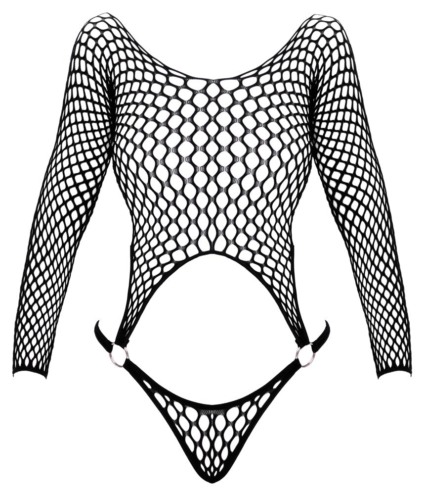 Svart Nätbody med Ringdetaljer