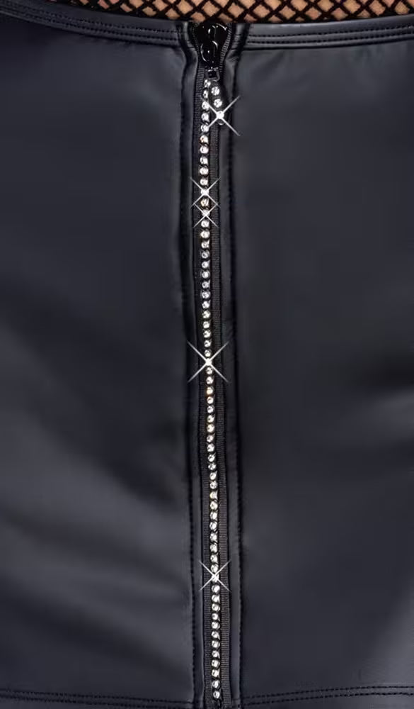 Cottelli svart minikjol med strasdragkedja