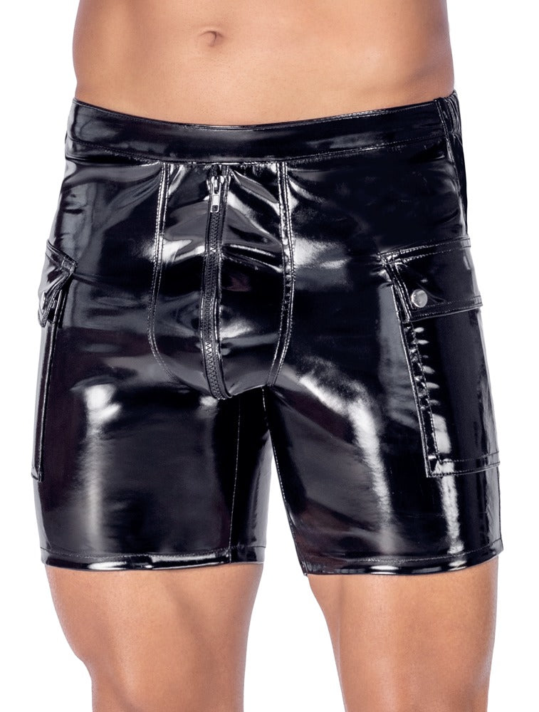 Black Level Vinyl Shorts med Fickor
