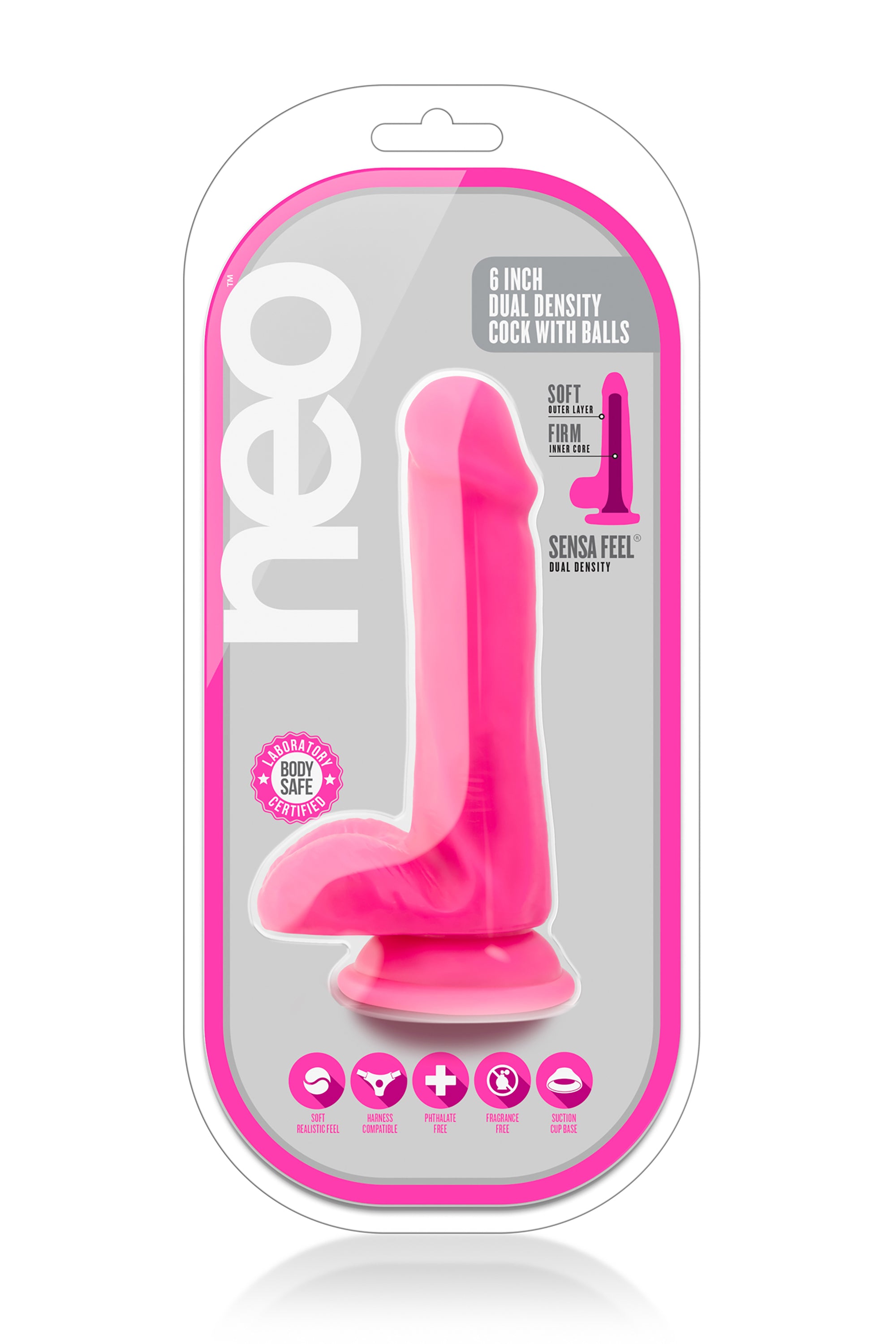 Neonrosa Dildo med Realistisk Känsla