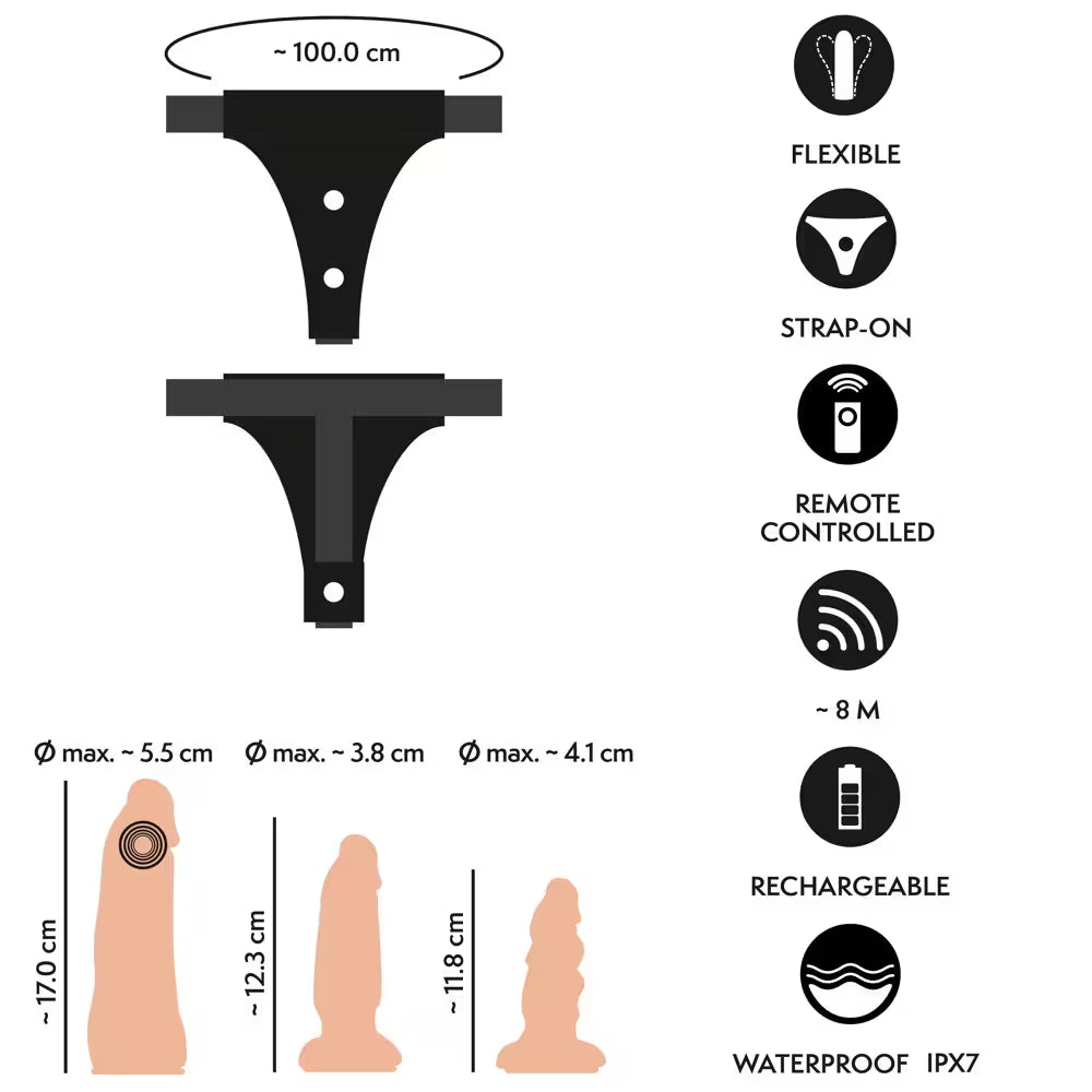 Strap-on set med fjärrstyrd vibrator & dildos