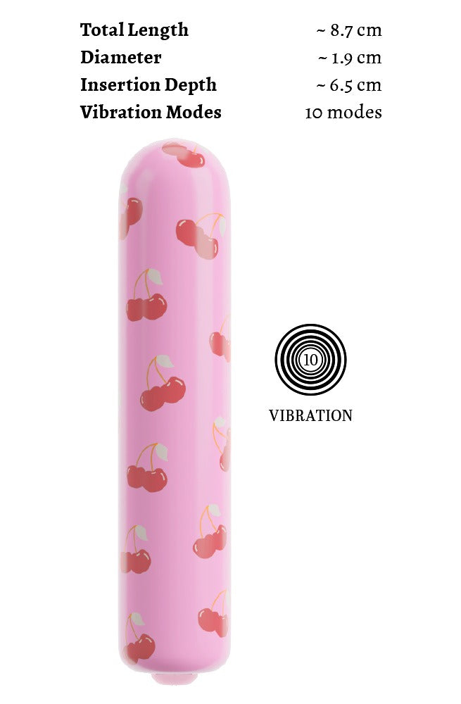 CHERRY Mini Vibrator – Körsbärsmönstrad Minivibrator