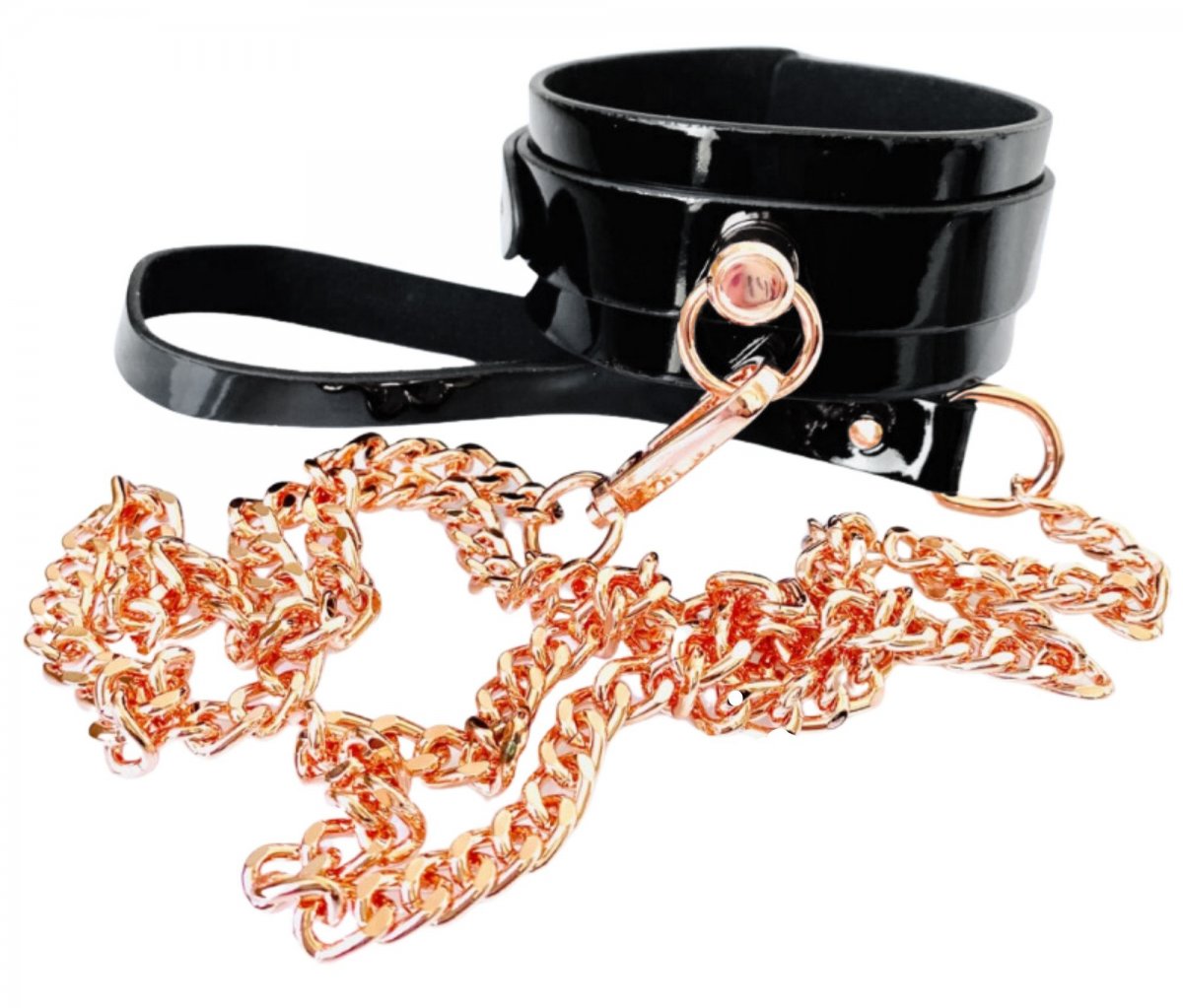 Svart Halsband med Guldigt Koppel