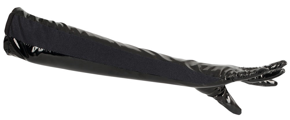 Pitkät mustat vinyylikäsineet