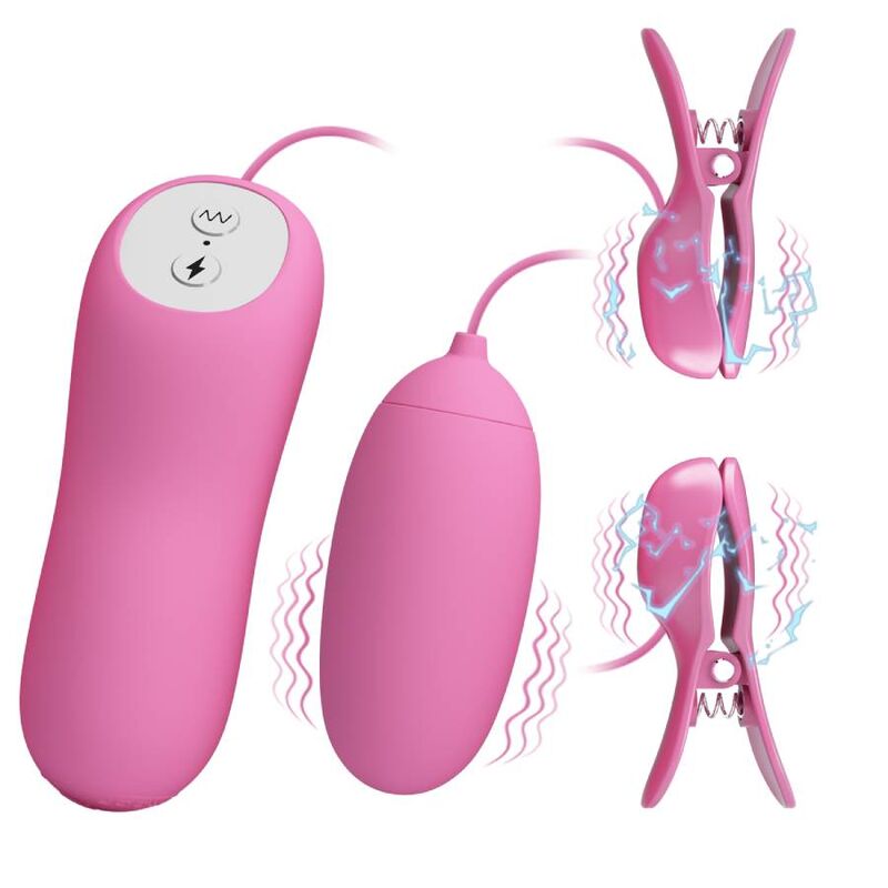 Nipple Clamps med Vibrator och Elektro Stimulans