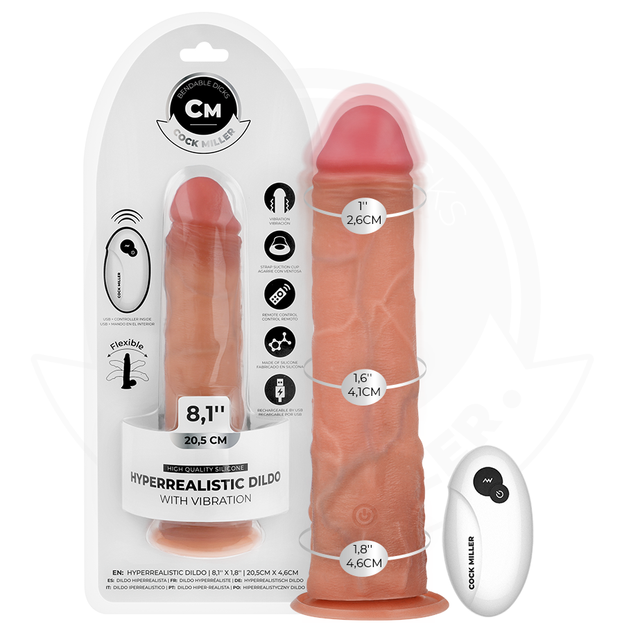 Cock Miller Realistic Dildo 20,5 cm – Vibrerande & Fjärrstyrd