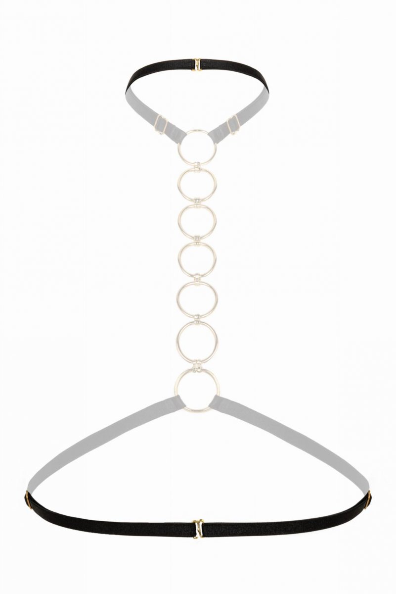 Kaula- ja vyötärövyö kultaisilla renkailla