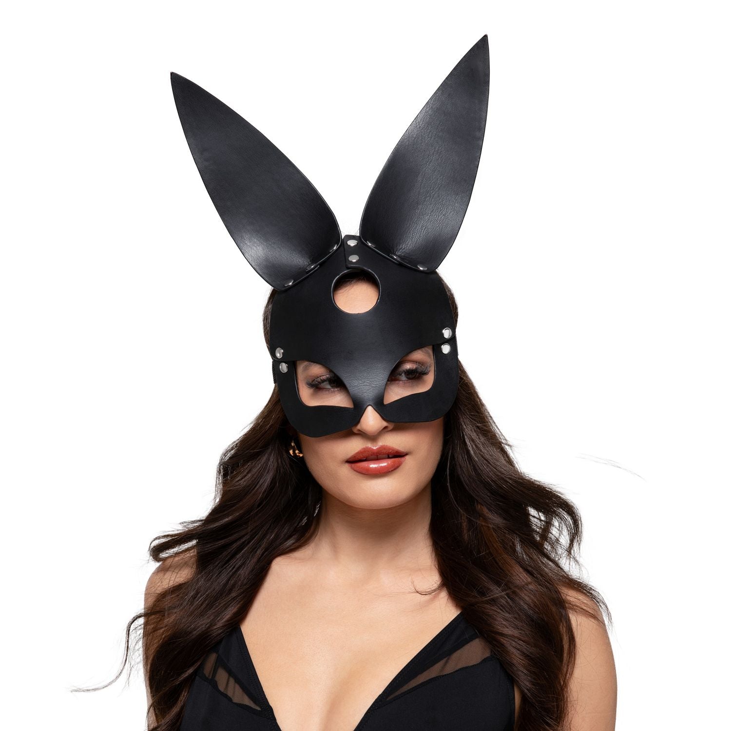 Svart Kaninmask i Konstläder – Fetish & Maskerad