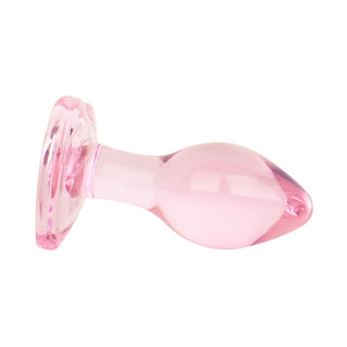 Anal Collection – Rosa Glasplug med Hjärtbas 7 cm