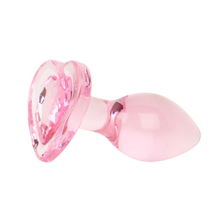 Anal Collection – Rosa Glasplug med Hjärtbas 7 cm