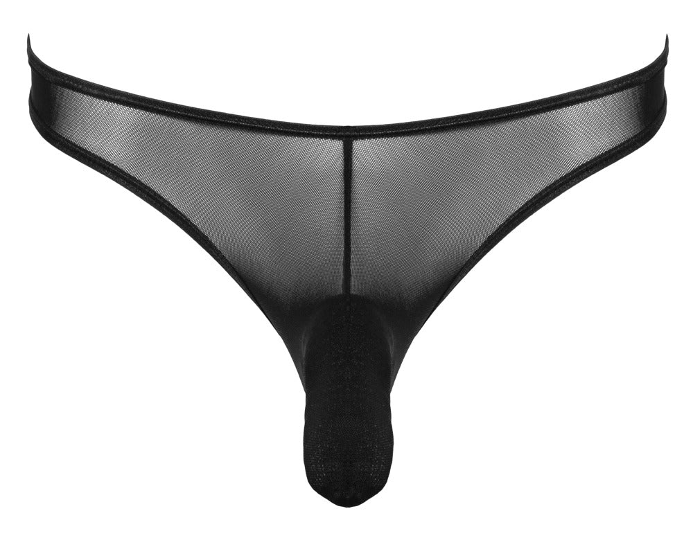 Black Men's Thong with Pouch 