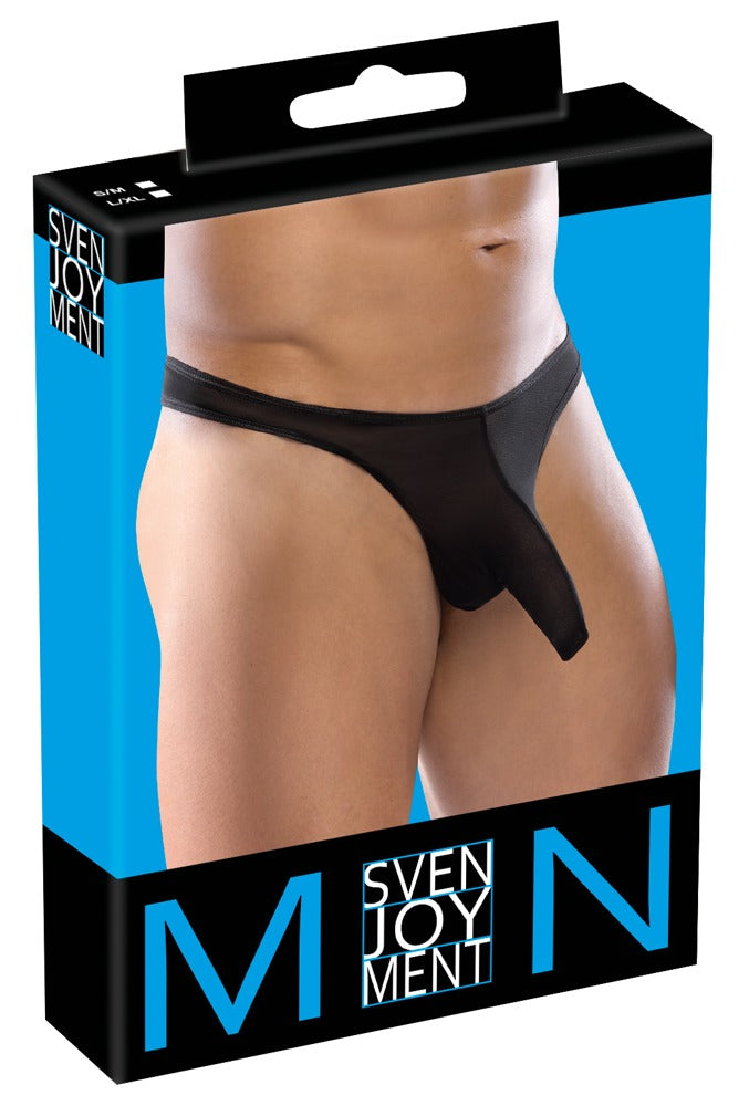 Black Men's Thong with Pouch 