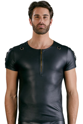 NEK Herr T-shirt Svart Matt Look med Dragkedja