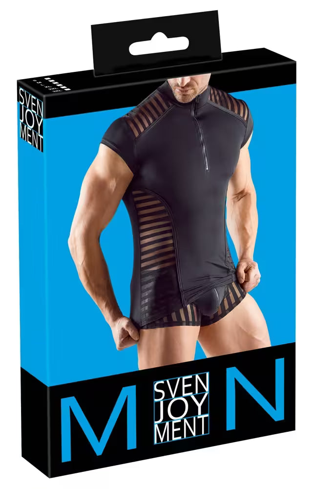 Svenjoyment herrskjorta med transparenta ränder