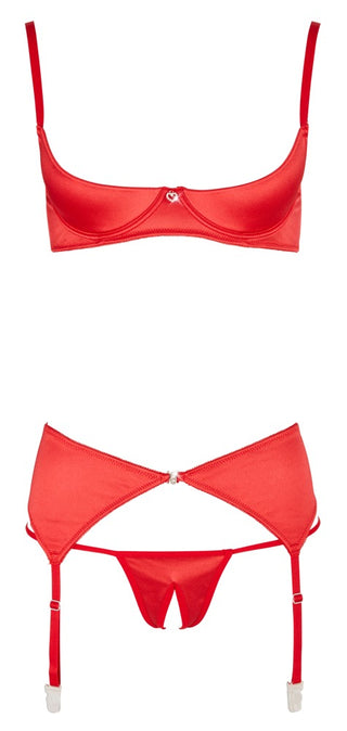 Rött 3-delat Lingerieset – Hyllbh & Höfthållare