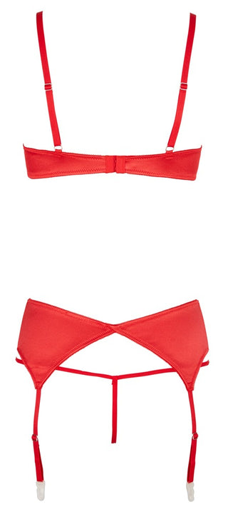 Rött 3-delat Lingerieset – Hyllbh & Höfthållare