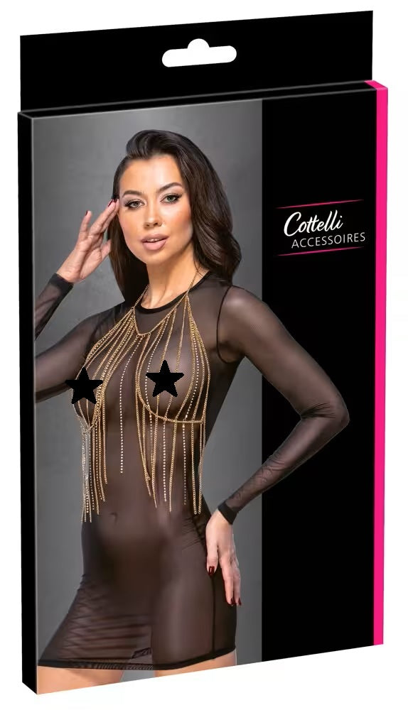 Guldfärgad kedjetopp med strass – Cottelli