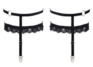Svarta Velvet Garters med Strumpeband