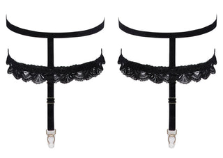 Svarta Velvet Garters med Strumpeband