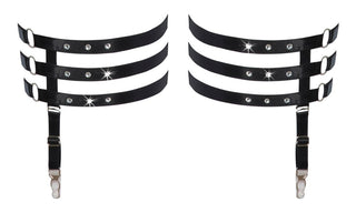 Svarta Strass-Garters med Strumpeband