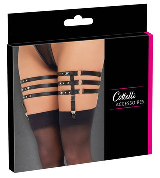 Svarta Strass-Garters med Strumpeband