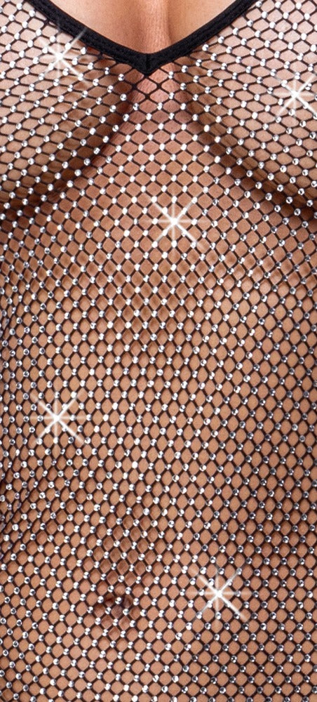 Sexig Nätklänning med Strass