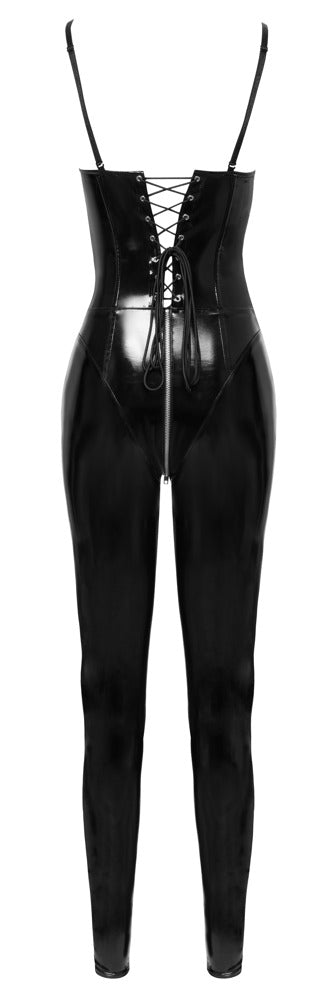 Vinyl Jumpsuit med Korsett & Snörning