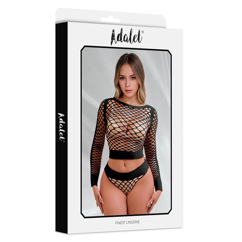 Adalet Fishnet Set med Långärmad Top