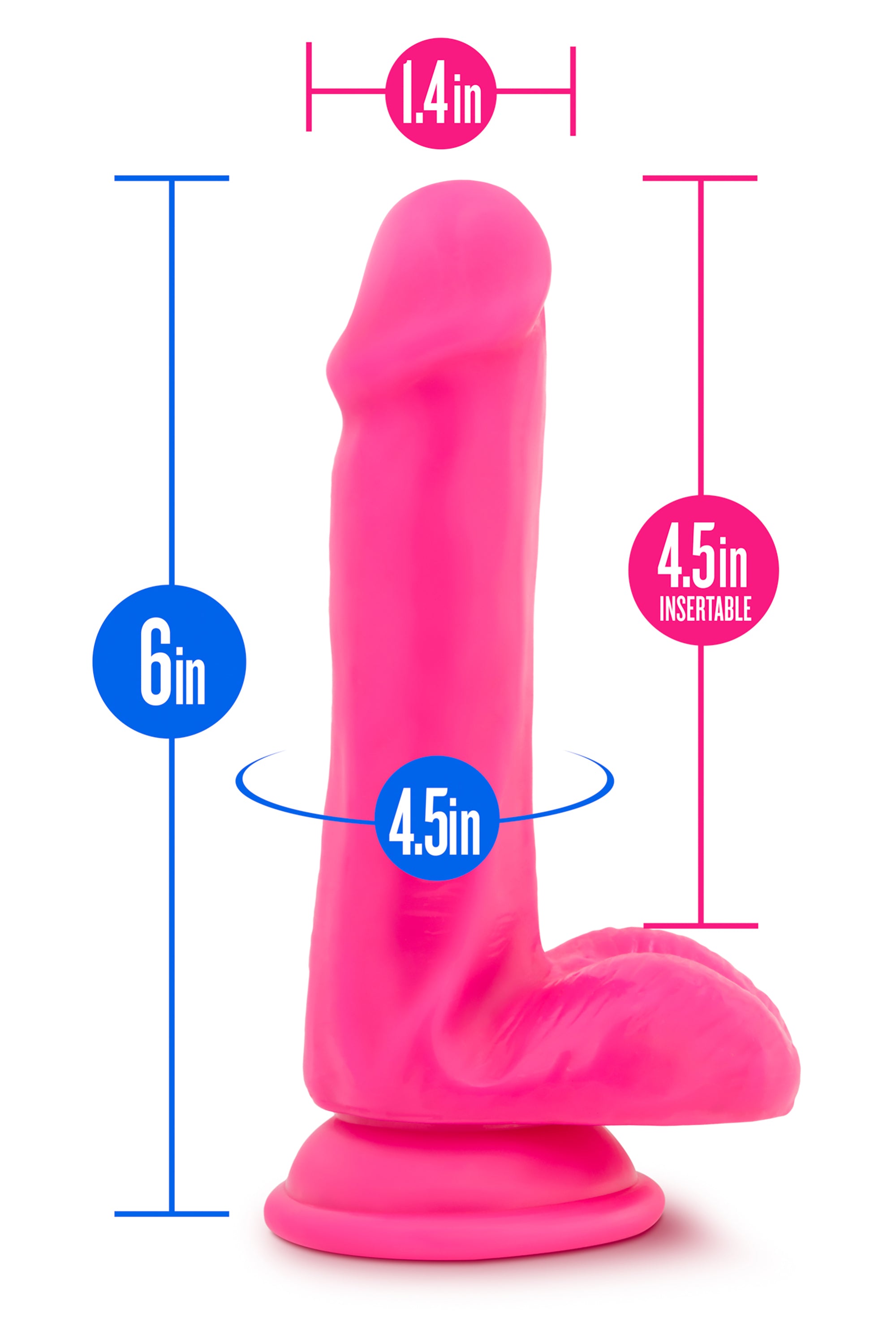 Neonrosa Dildo med Realistisk Känsla