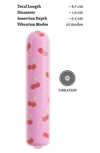 CHERRY Mini Vibrator – Körsbärsmönstrad Minivibrator