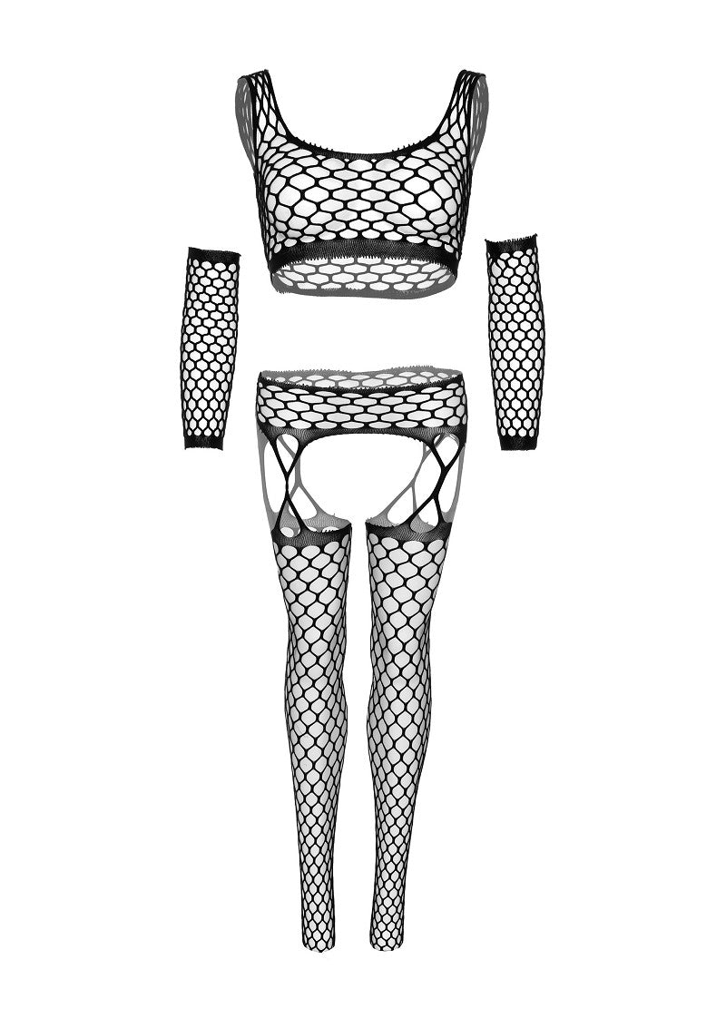 Leg Avenue Crop top, stockings &amp; gloves