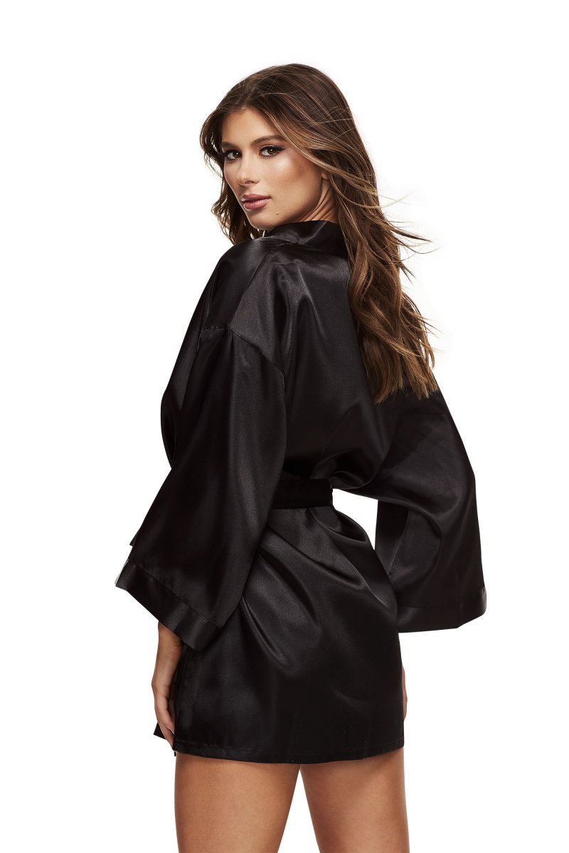 Black Satin Bathrobe