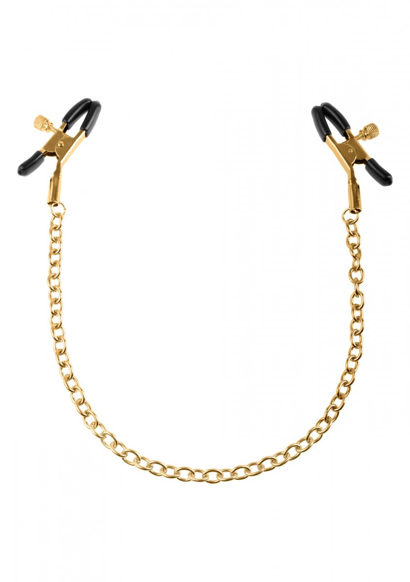 Gold Breast Clamps In A Chain