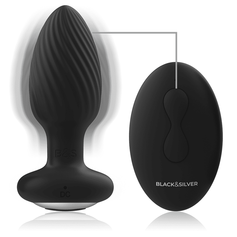 Wells Remote Controlled Butt Plug Black&amp;Silver