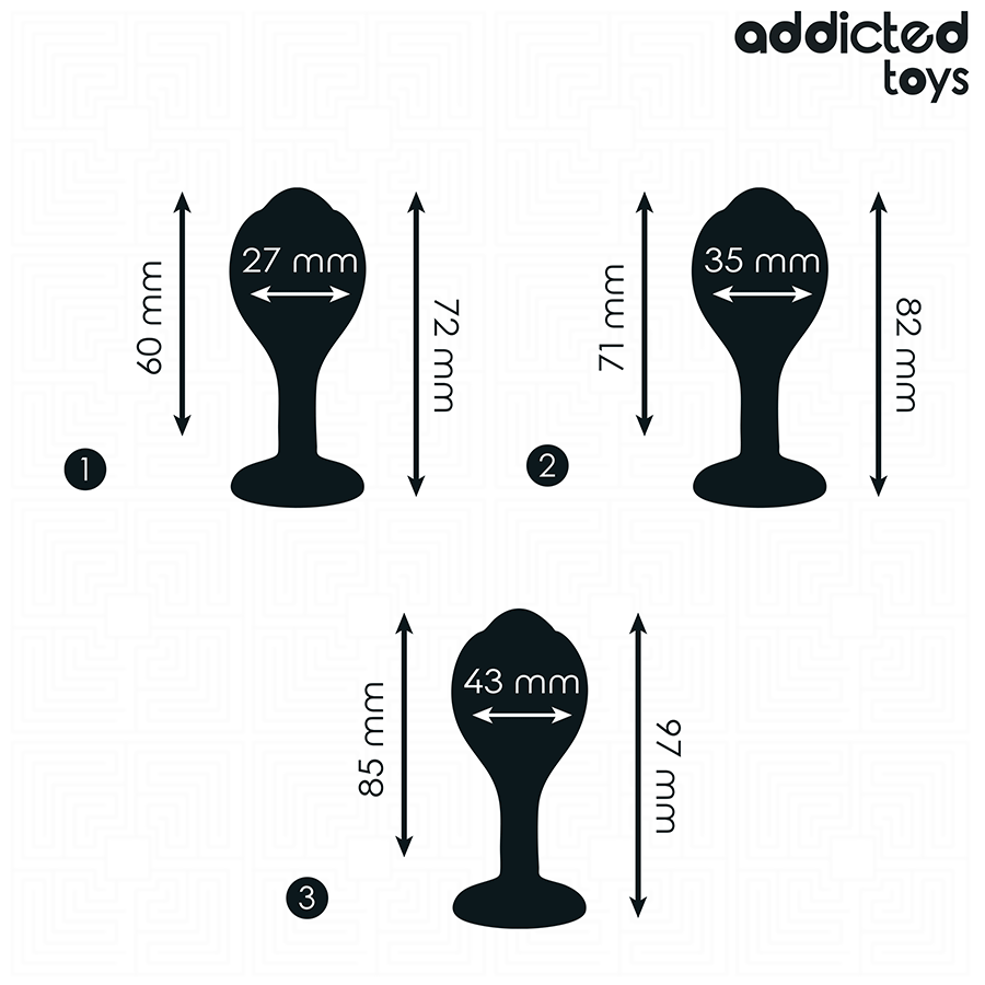 Addicted Toys Anal Plug Set – 3 Silikonpluggar med Kristall