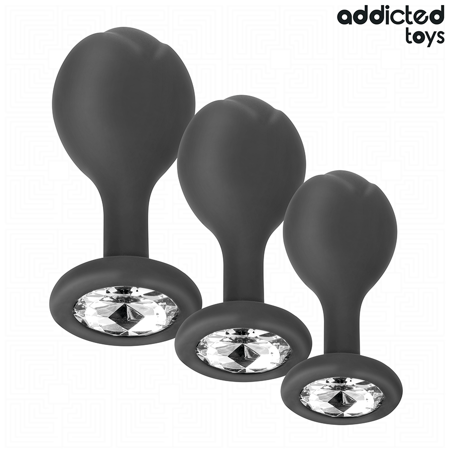 Addicted Toys Anal Plug Set – 3 Silikonpluggar med Kristall