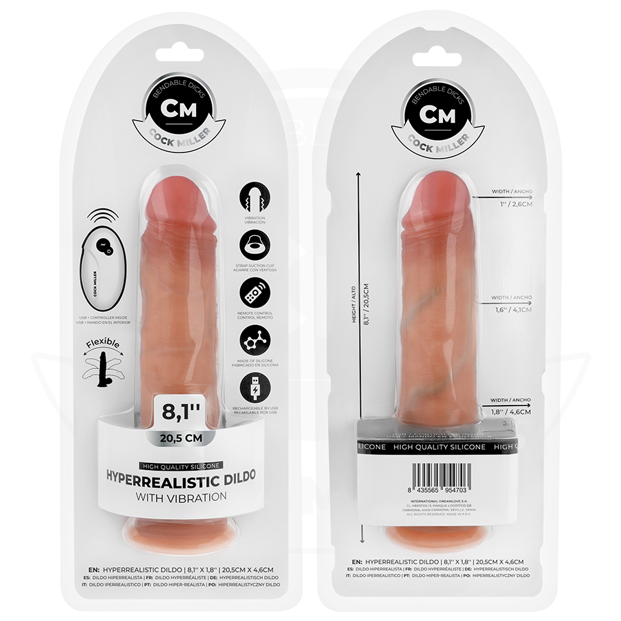 Cock Miller Realistic Dildo 20,5 cm – Vibrerande & Fjärrstyrd