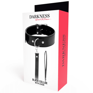 Darkness Halsband med Läderkoppel
