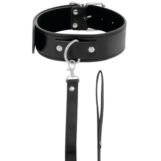 Darkness Halsband med Läderkoppel