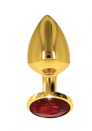 Buttplug Guld Röd Kristall