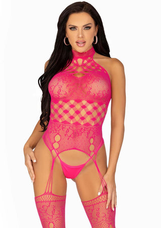 High-Neck Lace Bodystocking