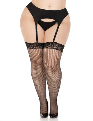 Svarta Fishnet Strumpor med Spetskant